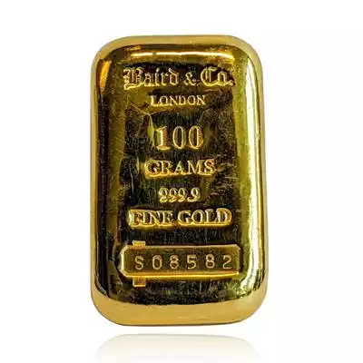 100g Cast Gold Bar - Baird & Co.