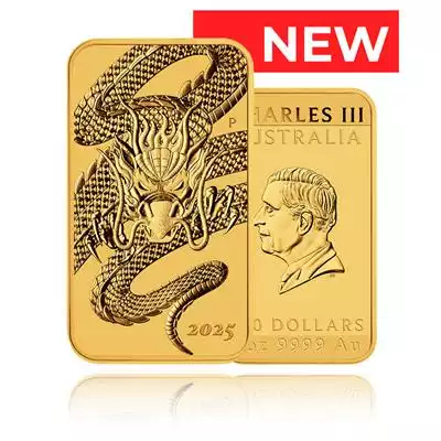 1oz 9999 Gold Dragon Rectangular Coin 2025 Perth Mint