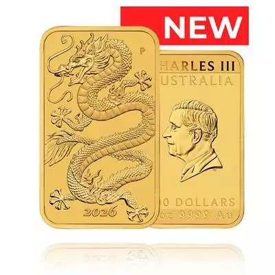 1oz 9999 Gold Dragon Rectangular Coin 2026 - Perth Mint