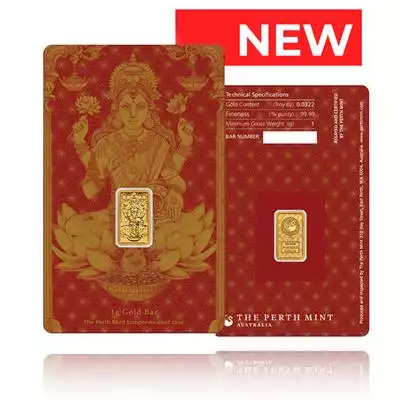 1g minted gold bar Perth Mint - Lakshmi