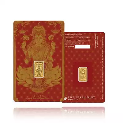 1g minted gold bar Perth Mint - Lakshmi
