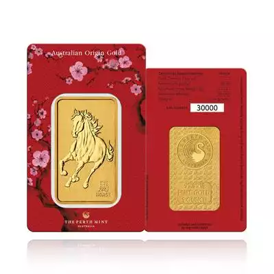 1oz Minted Horse Gold Bar Perth Mint