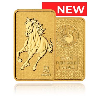 1oz Minted Horse Gold Bar Perth Mint