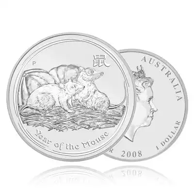 1oz Silver Coin 2008 Year of the Mouse - Perth Mint 