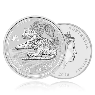 1oz Silver Coin 2010 Year of the Tiger - Perth Mint
