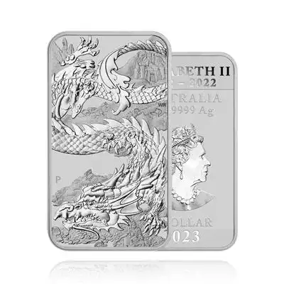 1oz 9999 Silver Dragon Rectangular Coin 2023 Perth Mint