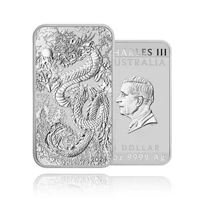 1oz 9999 Silver Dragon Rectangular Coin 2024 Perth Mint