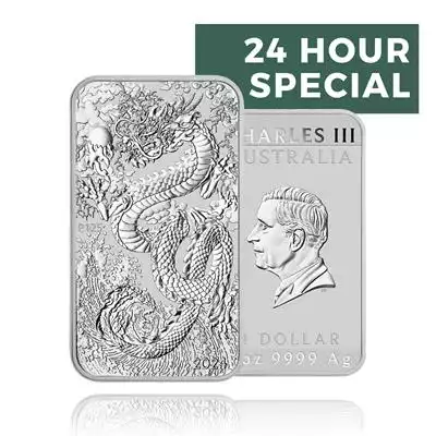 1oz 9999 Silver Dragon Rectangular Coin 2024 Perth Mint