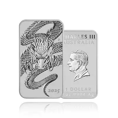 1oz 9999 Silver Dragon Rectangular Coin 2025 Perth Mint
