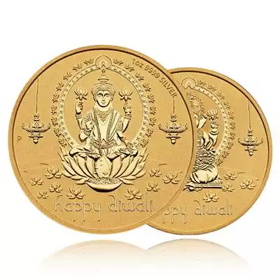 1oz Silver Gold Gilded Diwali Medallion - Perth Mint (incl GST)