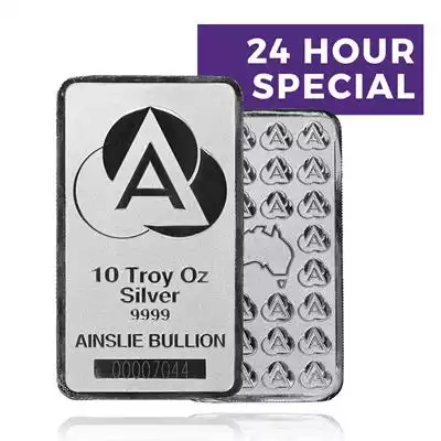 10oz Ainslie Minted Silver Bar