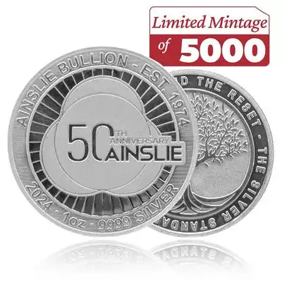 1oz Ainslie Minted Silver Round - 50th Anniversary Special